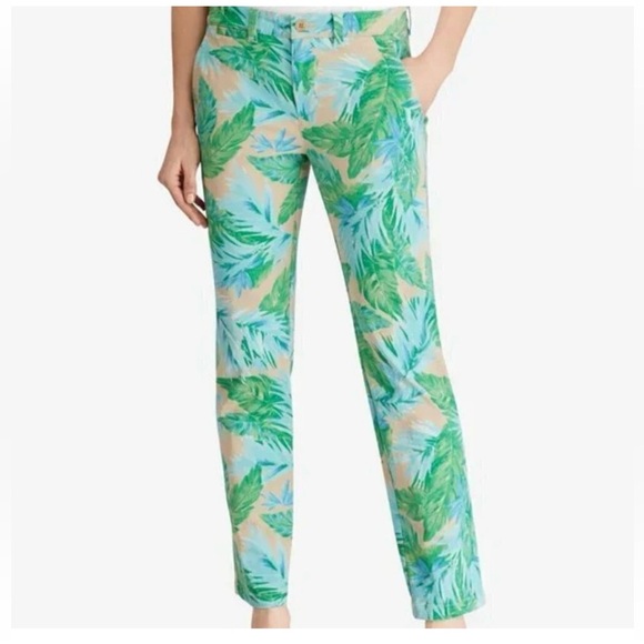 Lauren Ralph Lauren Tropical Palm Leaf Print Cropped Pants Size 12